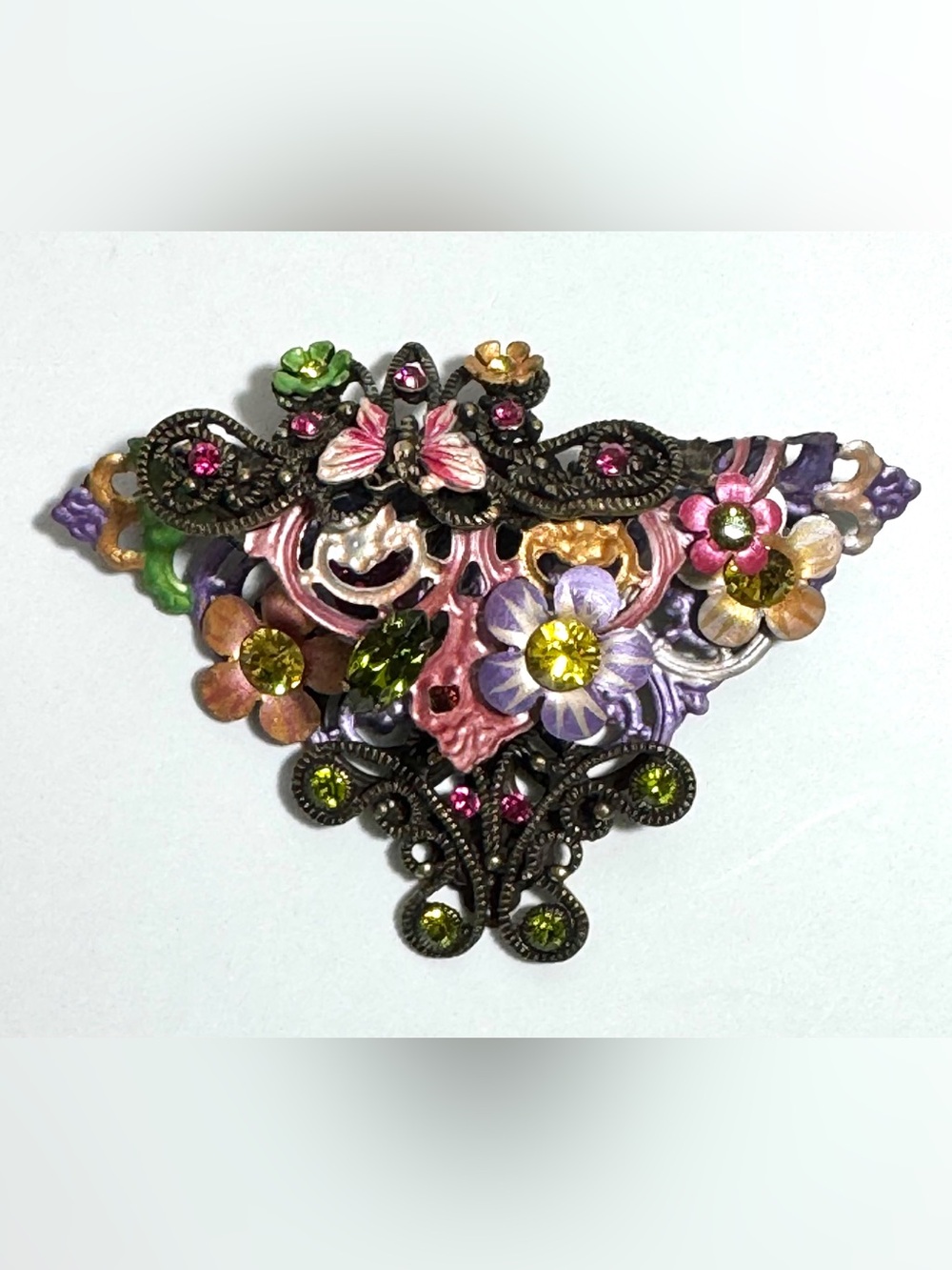 Enchanted Butterfly Garden Mixed Media Brooch Wearable Art Pin